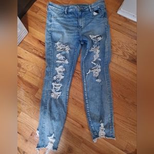 American Eagle Next Level Stretch 16 shred ankle WOMENS Jeans Reg High Rise